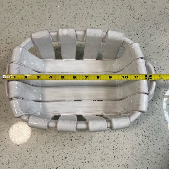 Vintage TADINATE Italian Ceramic Glazed Woven Basket Made in Italy 12 x 9 - Picture 8 of 16